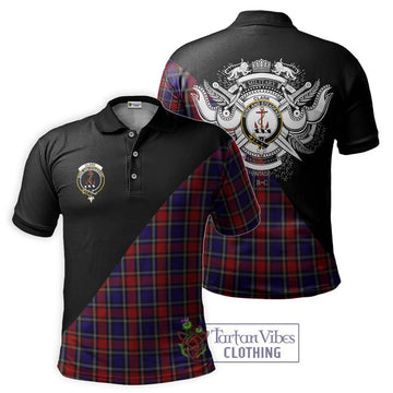 Clark Red Tartan Polo Shirt with Family Crest and Military Logo Style