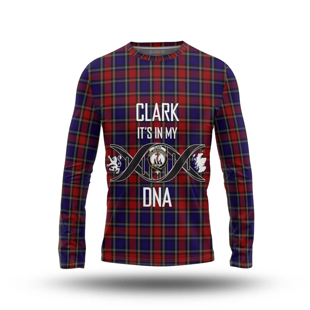 Clark Red Tartan Long Sleeve T-Shirt with Family Crest DNA In Me Style Unisex - Tartanvibesclothing Shop