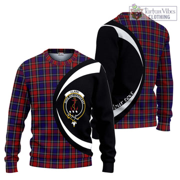 Clark Red Tartan Ugly Sweater with Family Crest Circle Style