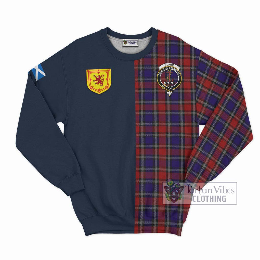 Tartan Vibes Clothing Clark Red Tartan Sweatshirt with Scottish Lion Royal Arm Half Style