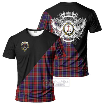 Clark Red Tartan T-Shirt with Family Crest and Military Logo Style