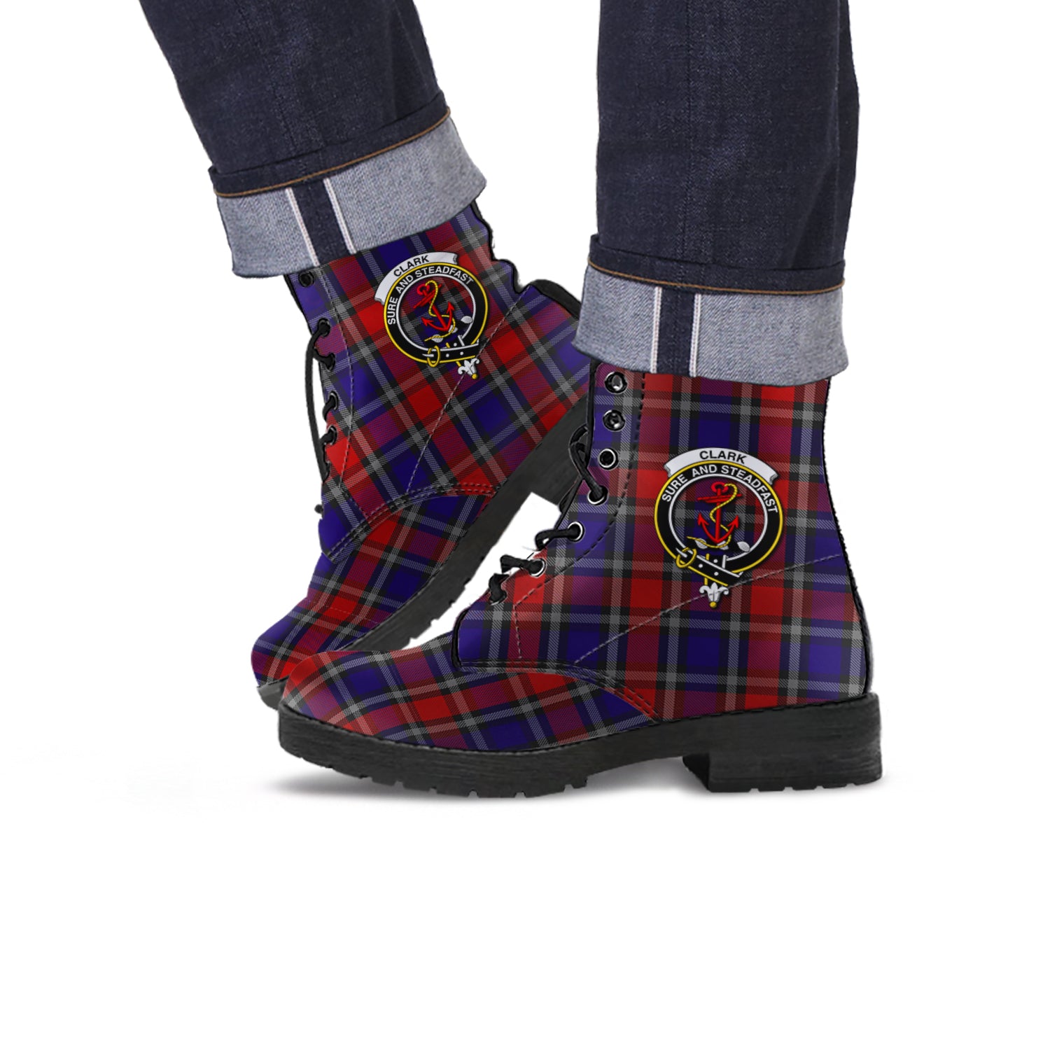 clark-red-tartan-leather-boots-with-family-crest