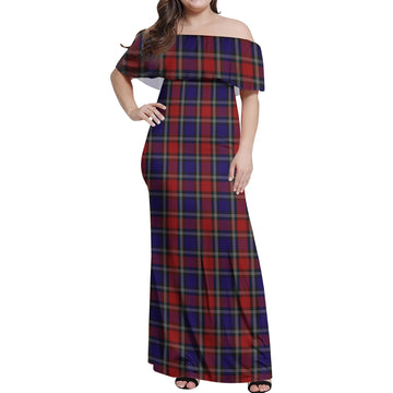 Clark Red Tartan Off Shoulder Long Dress