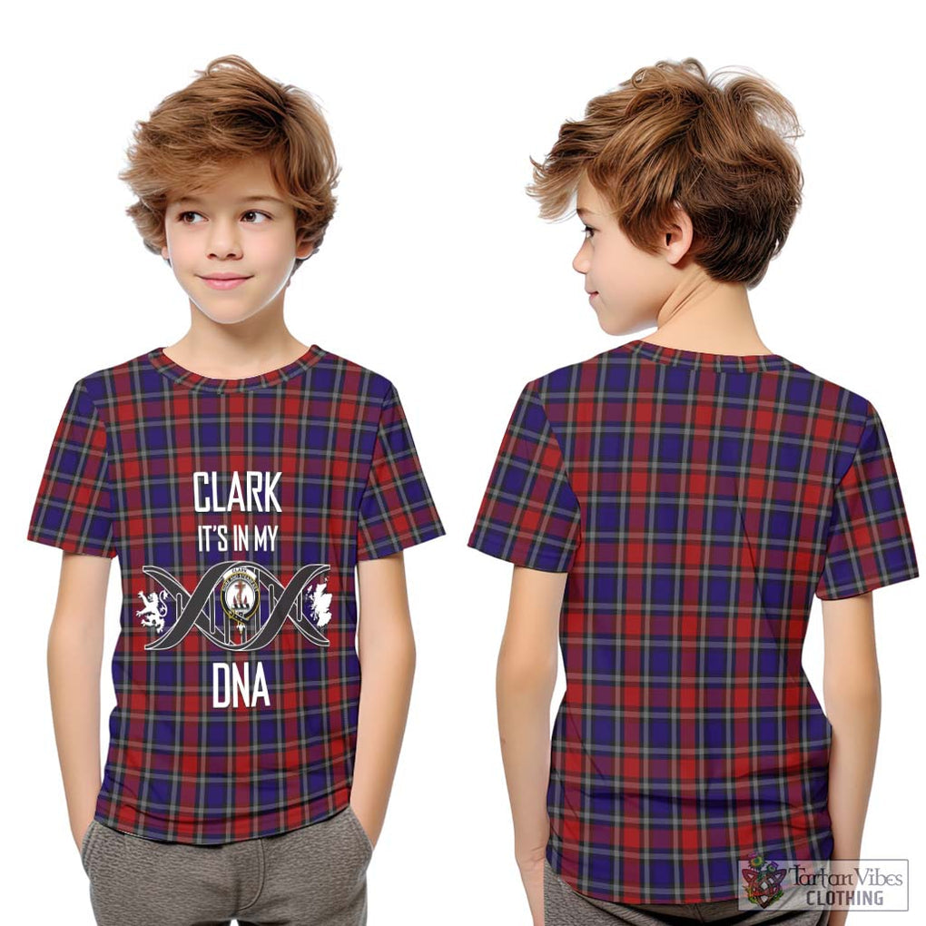 Clark Red Tartan Kid T-Shirt with Family Crest DNA In Me Style Youth XL Size14 - Tartanvibesclothing Shop