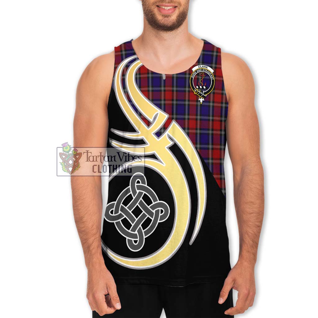 Clark Red Tartan Men's Tank Top with Family Crest and Celtic Symbol Style Men - Tartan Vibes Clothing