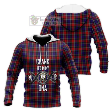 Clark Red Tartan Knitted Hoodie with Family Crest DNA In Me Style