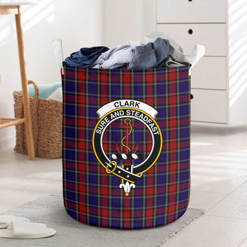 Clark Red Tartan Laundry Basket with Family Crest