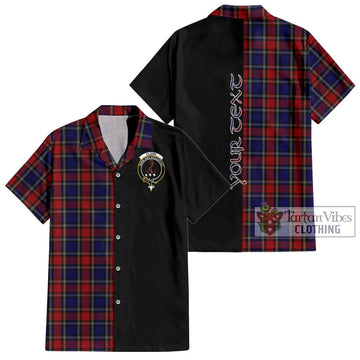 Clark Red Tartan Short Sleeve Button Shirt with Family Crest and Half Of Me Style