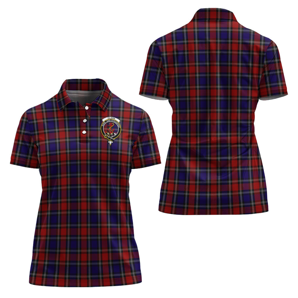 Clark Red Tartan Polo Shirt with Family Crest For Women Women - Tartan Vibes Clothing