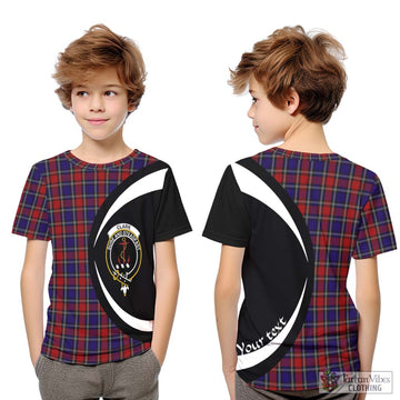 Clark Red Tartan Kid T-Shirt with Family Crest Circle Style