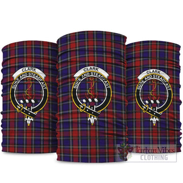 Clark Red Tartan Neck Gaiters, Tartan Bandanas, Tartan Head Band with Family Crest