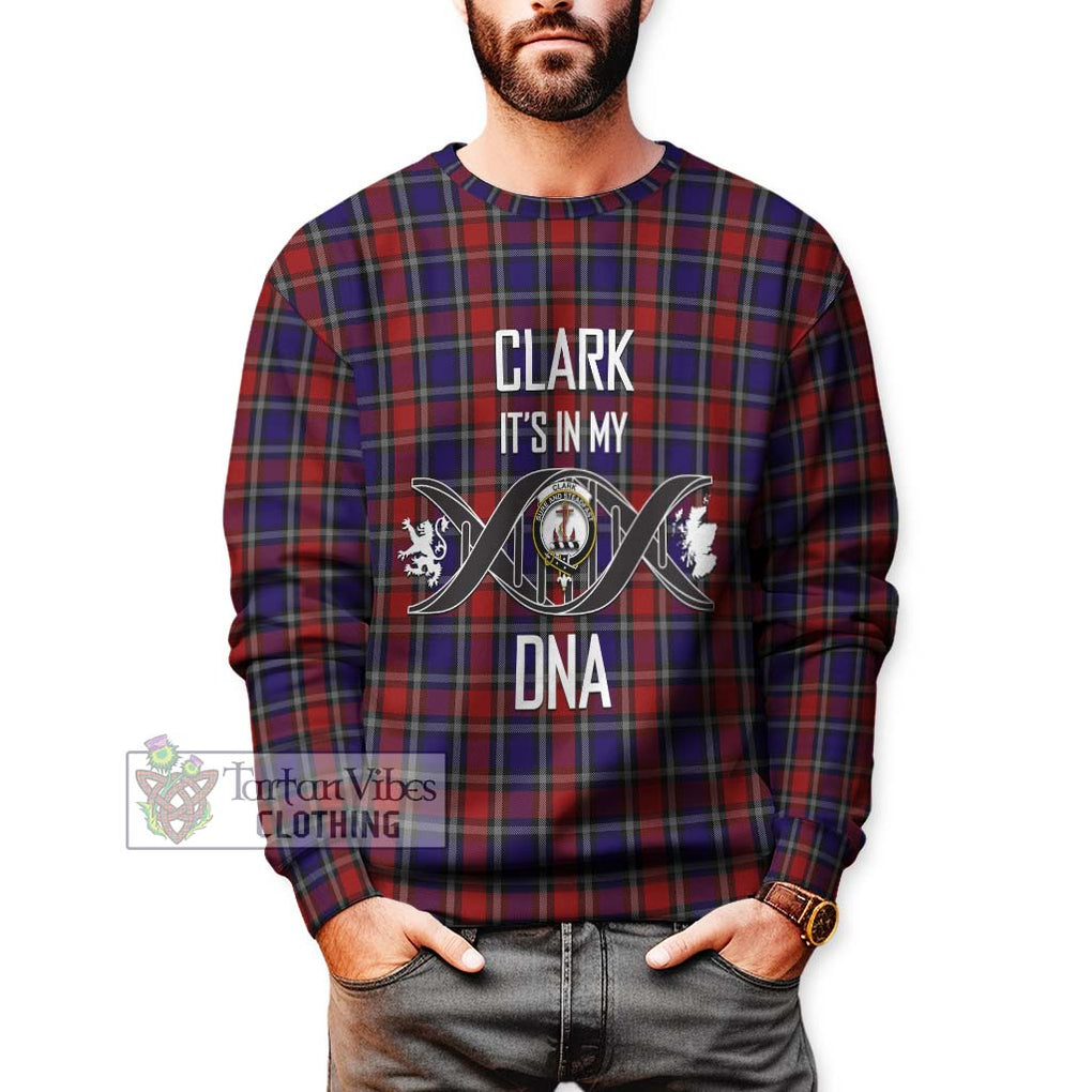 Clark Red Tartan Sweatshirt with Family Crest DNA In Me Style Unisex - Tartanvibesclothing Shop