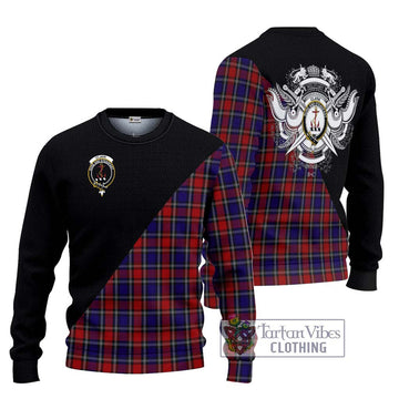 Clark Red Tartan Ugly Sweater with Family Crest and Military Logo Style