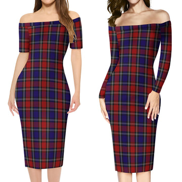 Clark Red Tartan Off Shoulder Lady Dress