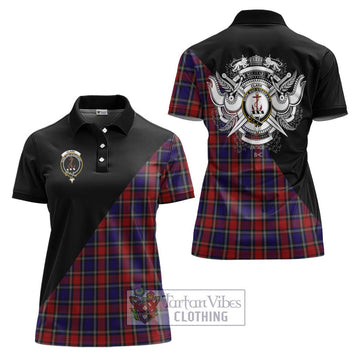 Clark Red Tartan Women's Polo Shirt with Family Crest and Military Logo Style