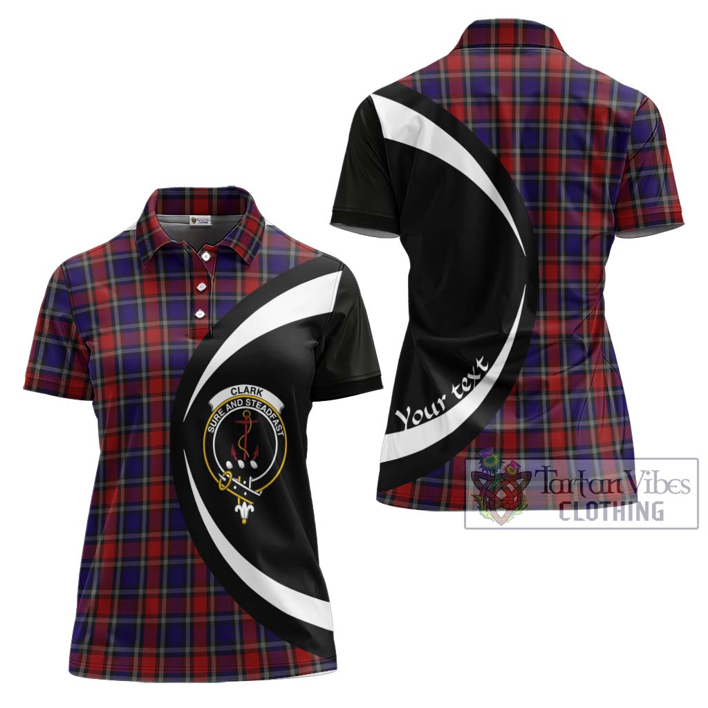 Clark Red Tartan Women's Polo Shirt with Family Crest Circle Style Women - Tartan Vibes Clothing