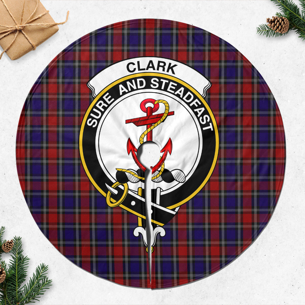 Clark Red Tartan Christmas Tree Skirt with Family Crest - Tartanvibesclothing