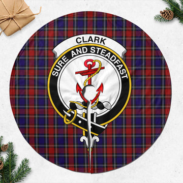 Clark Red Tartan Christmas Tree Skirt with Family Crest