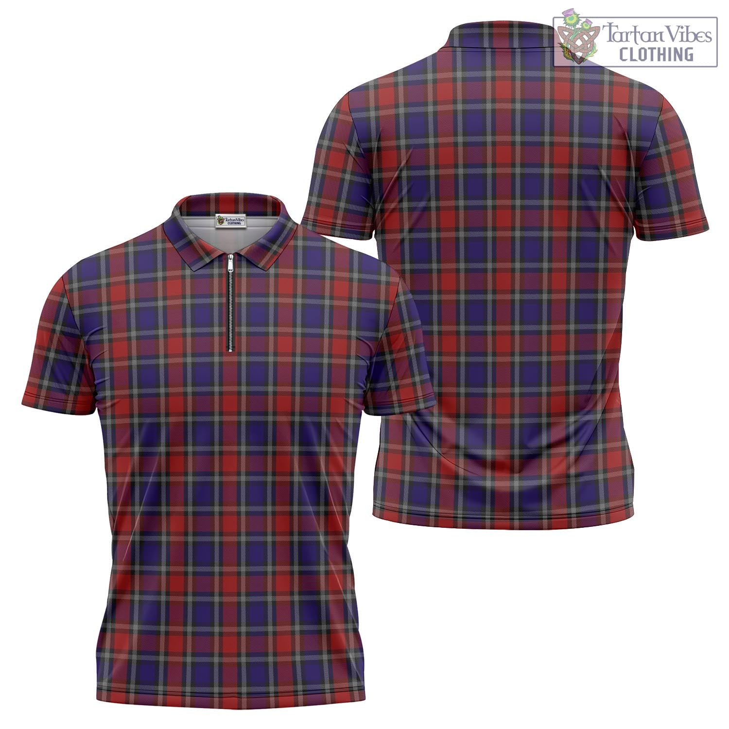 Tartan Vibes Clothing Clark Red Tartan Zipper Polo Shirt