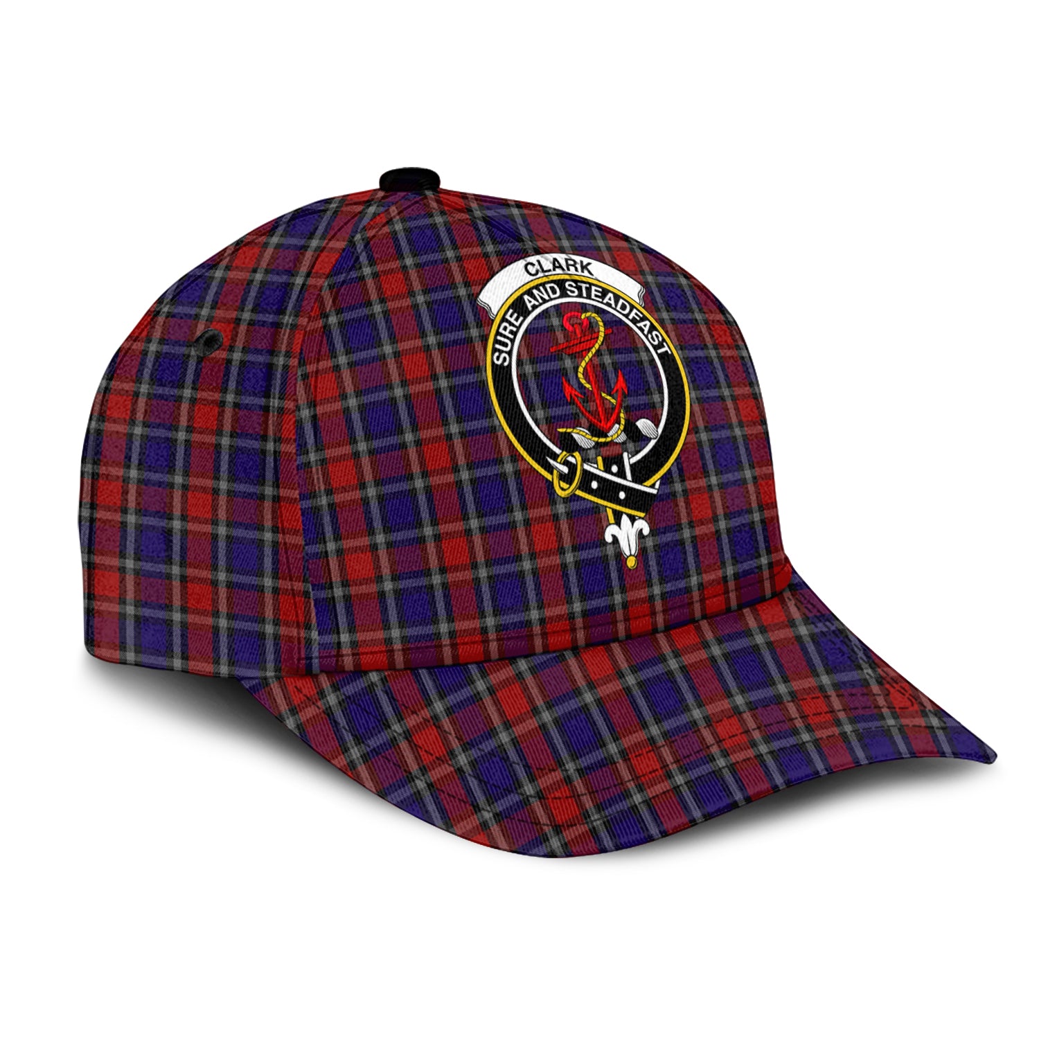 Clark Red Tartan Classic Cap with Family Crest - Tartan Vibes Clothing