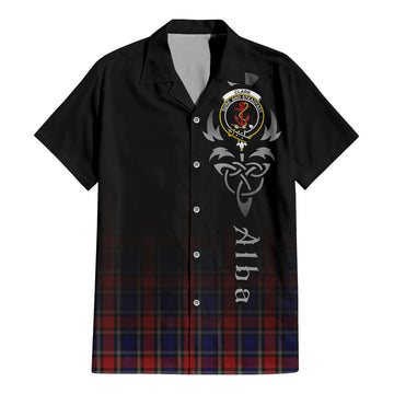 Clark Red Tartan Short Sleeve Button Up Shirt Featuring Alba Gu Brath Family Crest Celtic Inspired