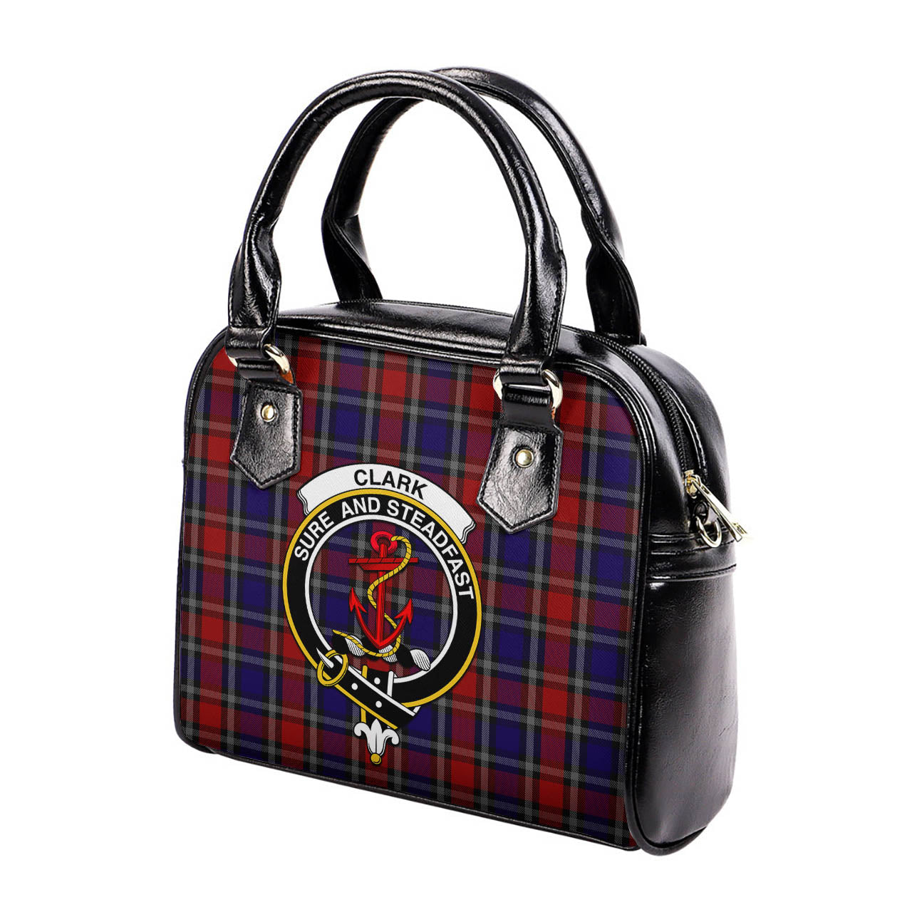 Clark Red Tartan Shoulder Handbags with Family Crest - Tartanvibesclothing