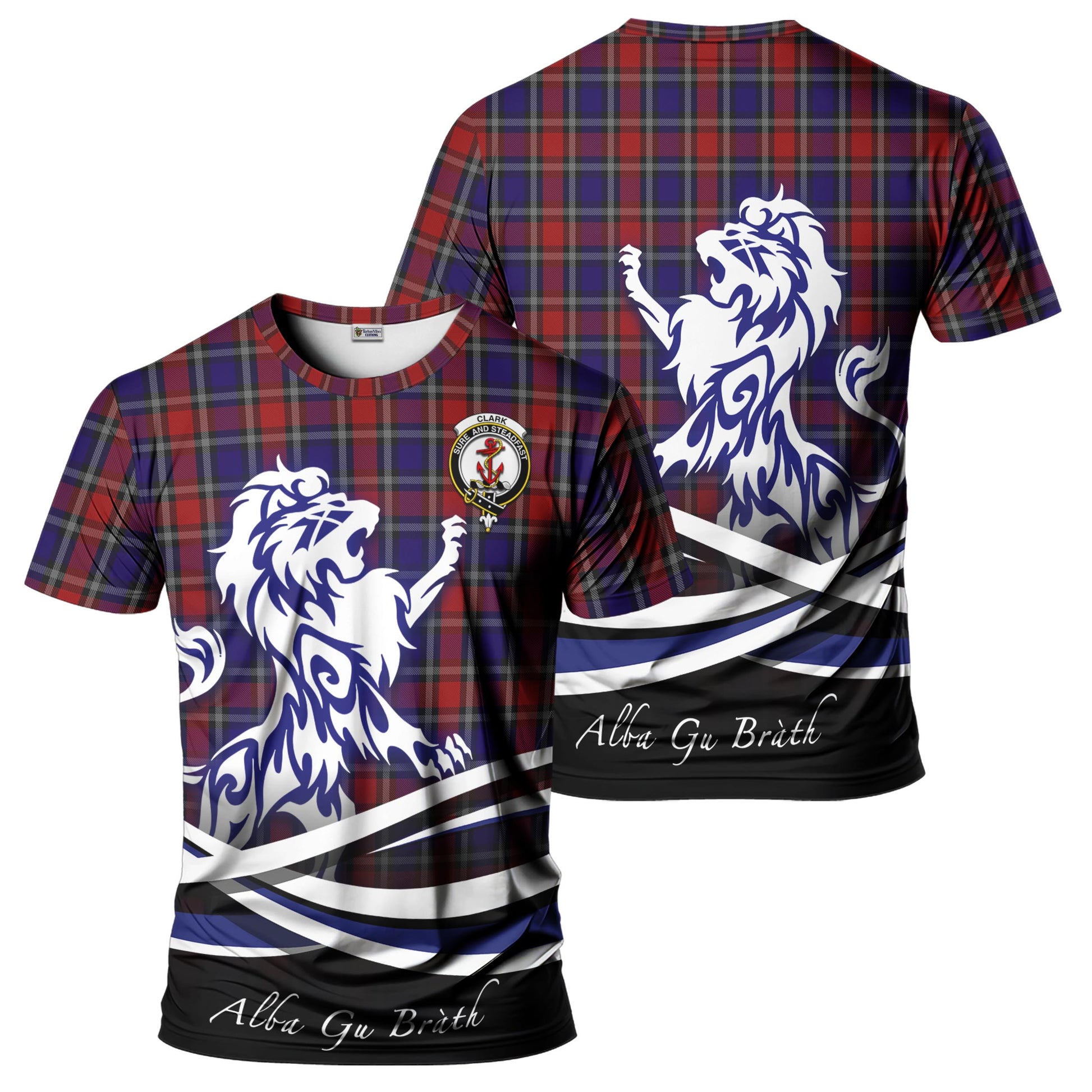 clark-red-tartan-t-shirt-with-alba-gu-brath-regal-lion-emblem