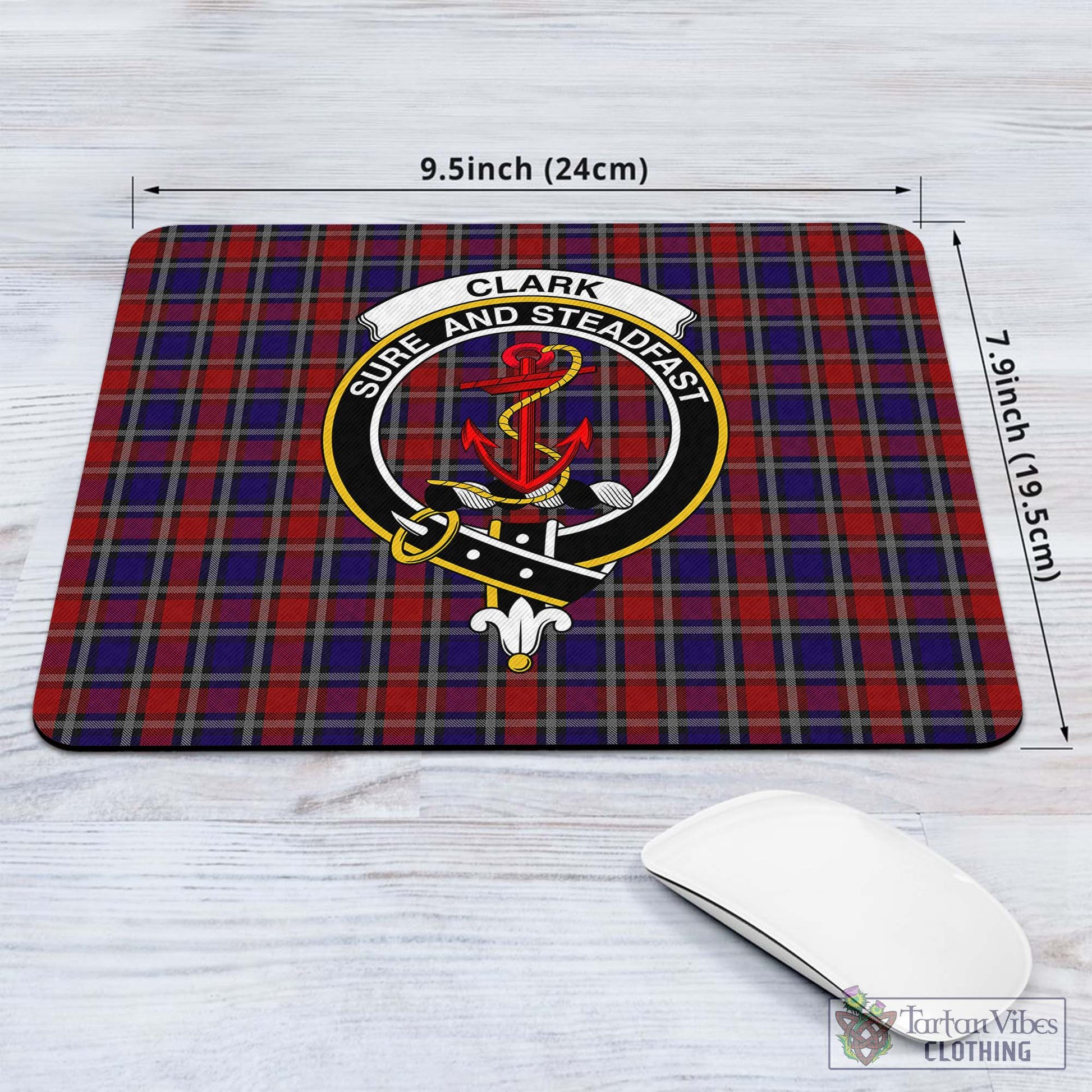 Tartan Vibes Clothing Clark Red Tartan Mouse Pad with Family Crest