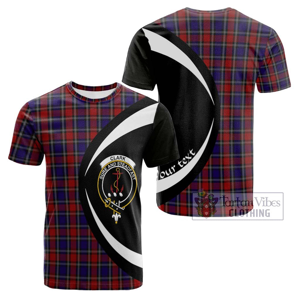 Tartan Vibes Clothing Clark Red Tartan Cotton T-shirt with Family Crest Circle Style