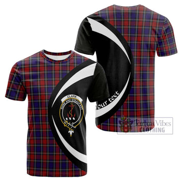 Clark Red Tartan Cotton T-shirt with Family Crest Circle Style