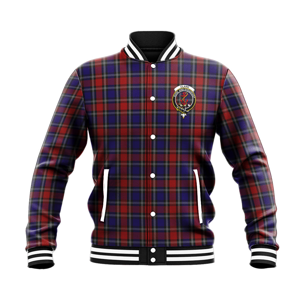 Clark Red Tartan Baseball Jacket with Family Crest - Tartan Vibes Clothing