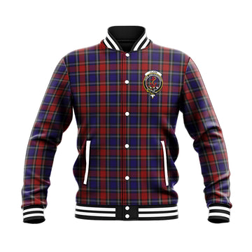 Clark Red Tartan Baseball Jacket with Family Crest