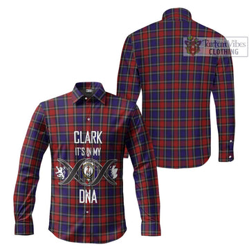 Clark Red Tartan Long Sleeve Button Shirt with Family Crest DNA In Me Style