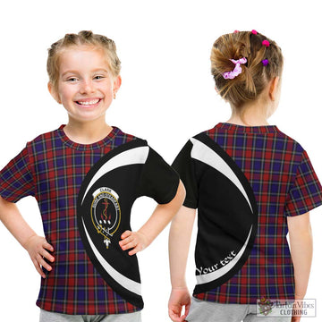 Clark Red Tartan Kid T-Shirt with Family Crest Circle Style