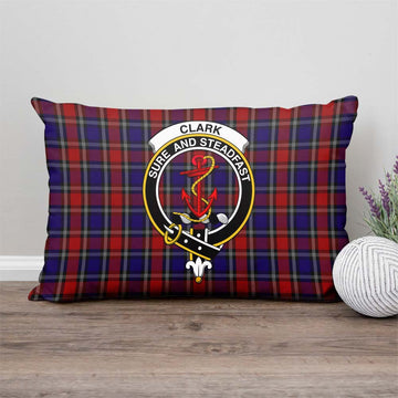 Clark Red Tartan Pillow Cover with Family Crest