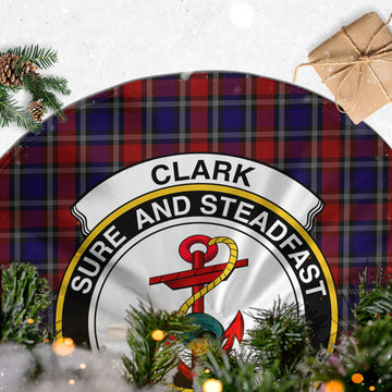 Clark Red Tartan Christmas Tree Skirt with Family Crest