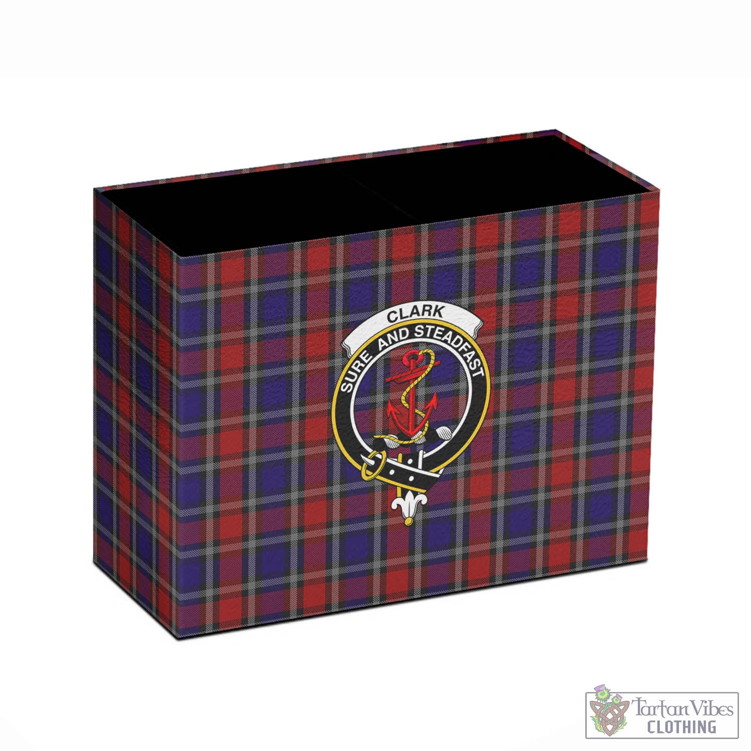 Tartan Vibes Clothing Clark Red Tartan Pen Holder with Family Crest