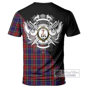 Clark Red Tartan T-Shirt with Family Crest and Military Logo Style