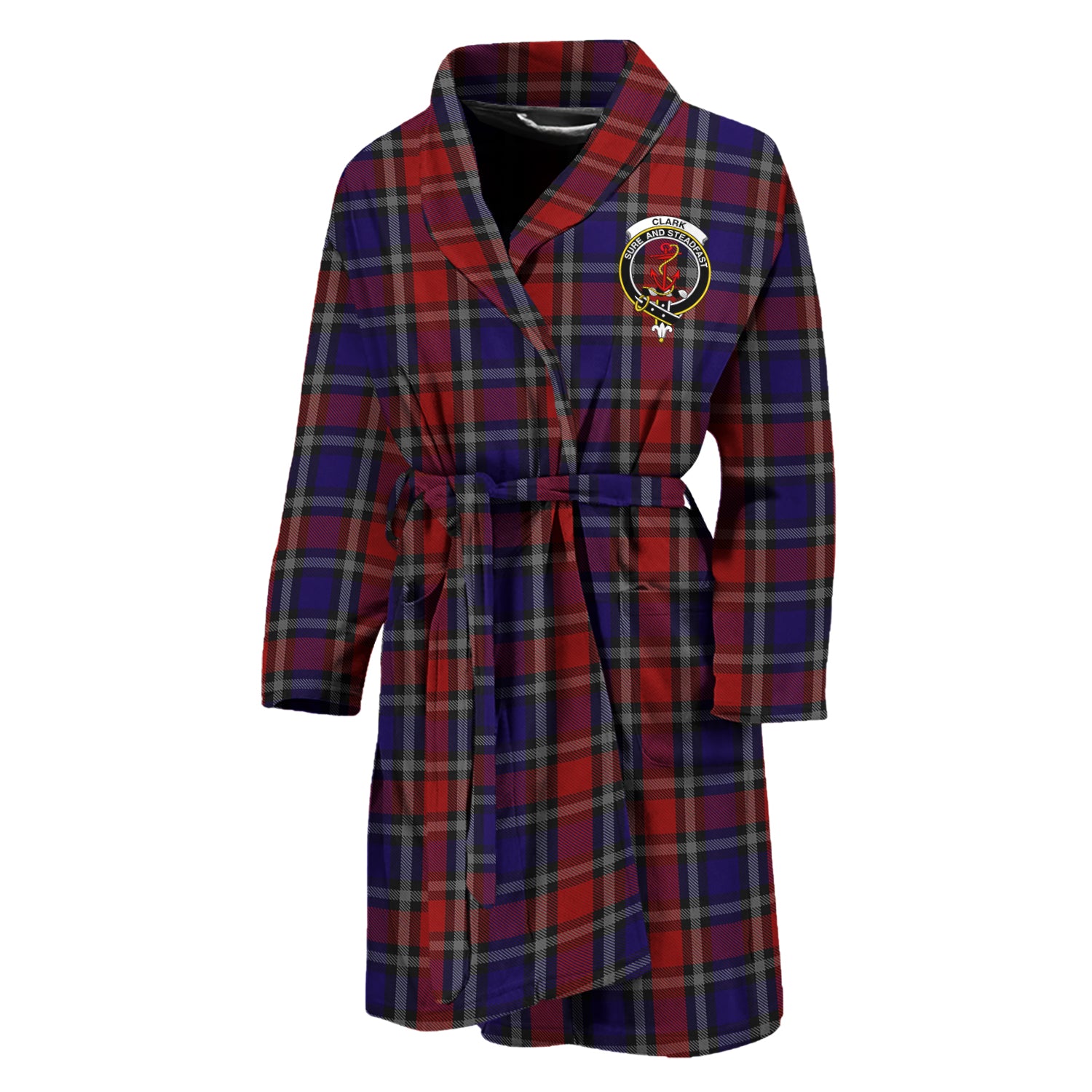 Clark Red Tartan Bathrobe with Family Crest Unisex M - Tartan Vibes Clothing