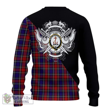 Clark Red Tartan Ugly Sweater with Family Crest and Military Logo Style