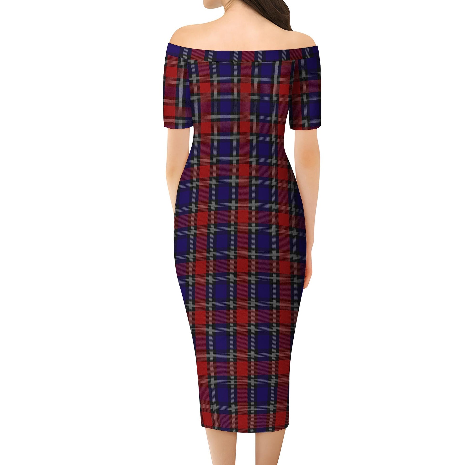 Clark Red Tartan Off Shoulder Lady Dress - Tartanvibesclothing