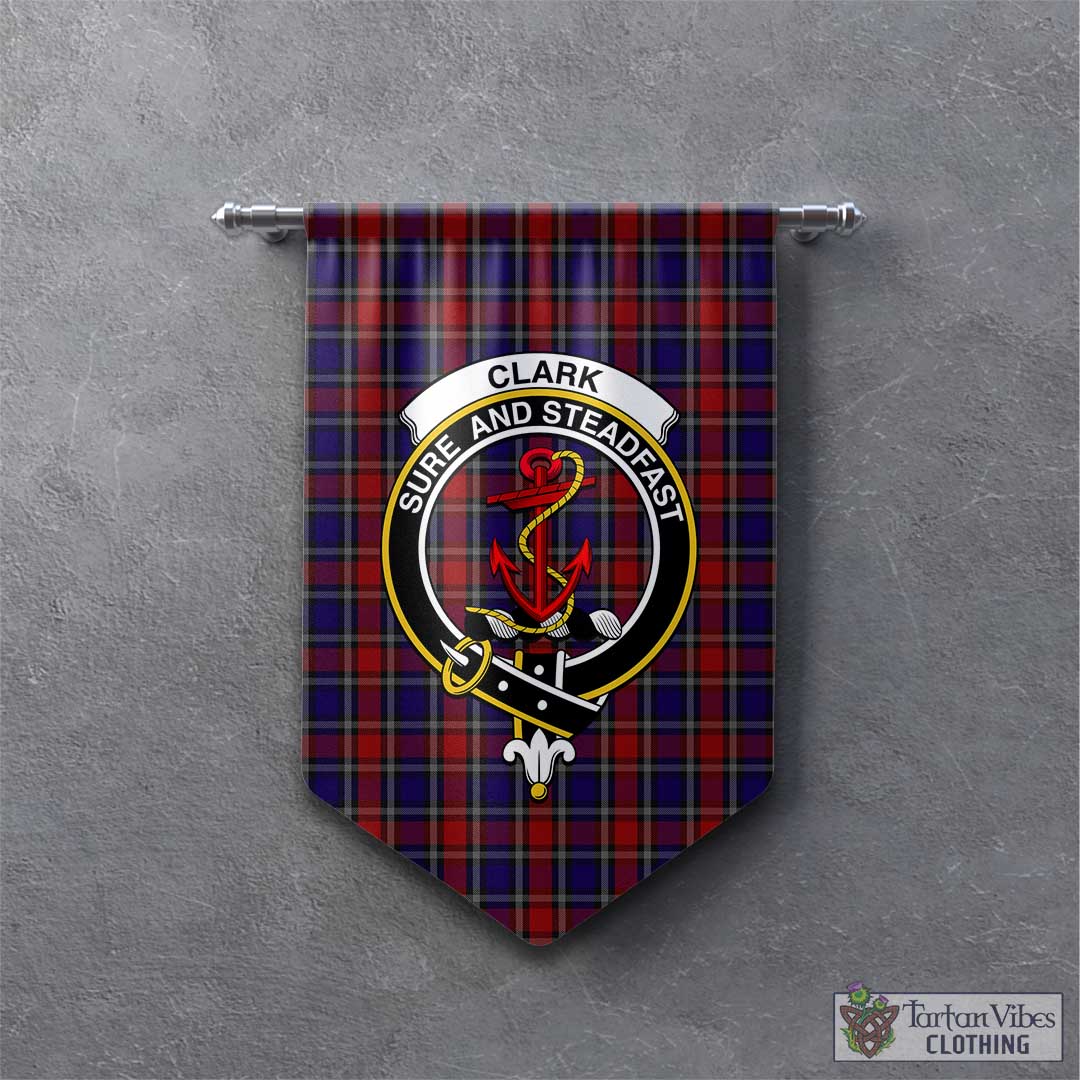 Tartan Vibes Clothing Clark Red Tartan Gonfalon, Tartan Banner with Family Crest