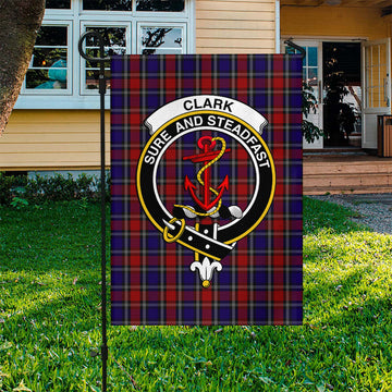 Clark Red Tartan Flag with Family Crest