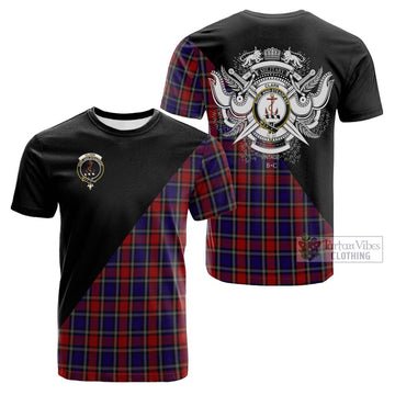 Clark Red Tartan Cotton T-shirt with Family Crest and Military Logo Style