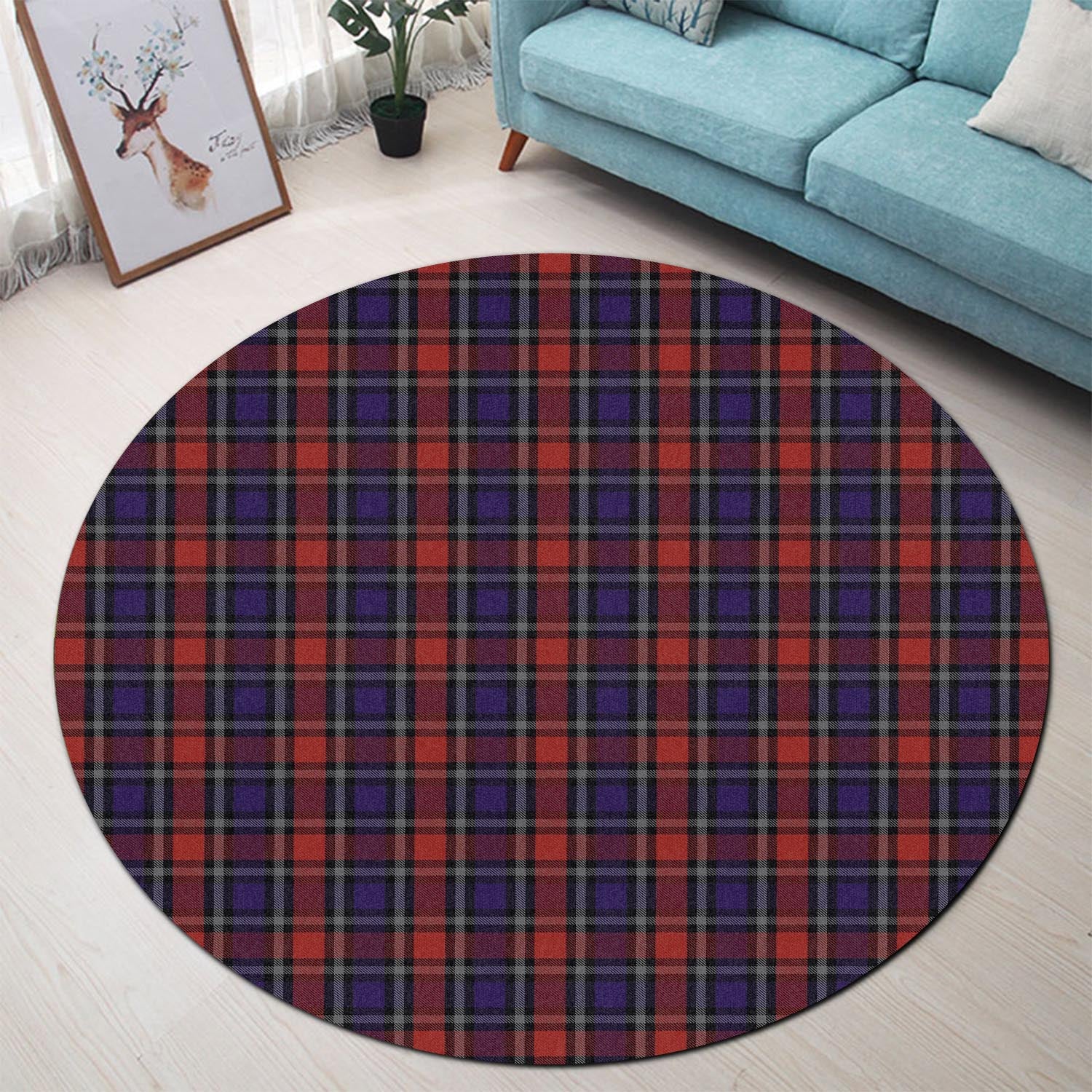 Clark Red Tartan Round Rug - Tartanvibesclothing