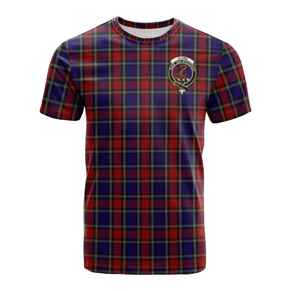 Clark Red Tartan T-Shirt with Family Crest - Tartan Vibes Clothing