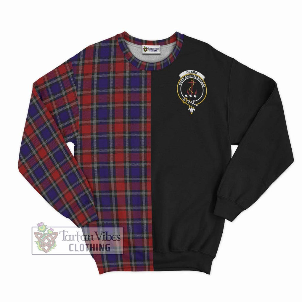 Clark Red Tartan Sweatshirt with Family Crest and Half Of Me Style - Tartanvibesclothing Shop