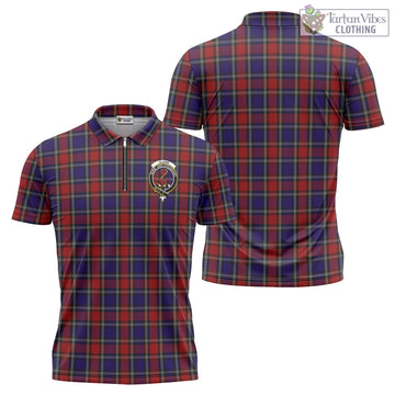 Clark Red Tartan Zipper Polo Shirt with Family Crest