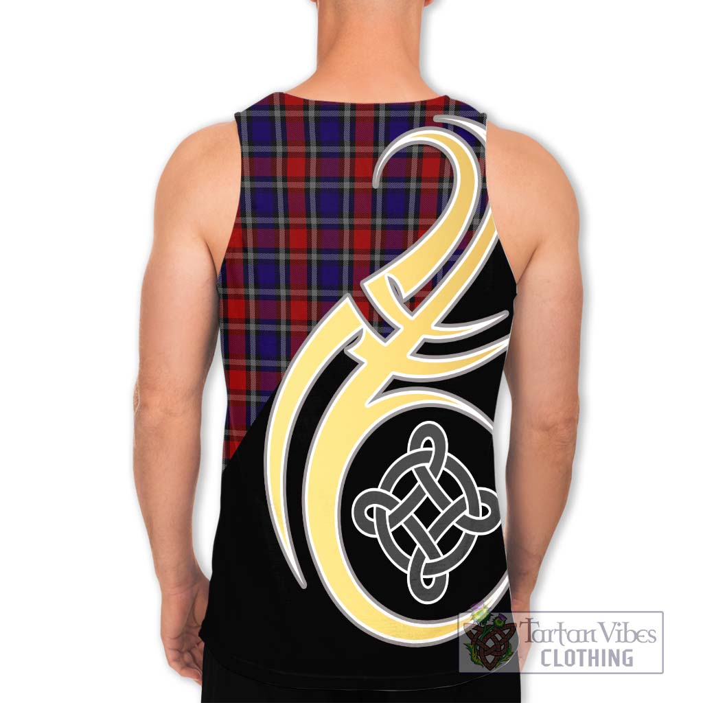 Clark Red Tartan Men's Tank Top with Family Crest and Celtic Symbol Style - Tartan Vibes Clothing