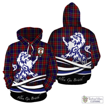 Clark Red Tartan Hoodie with Alba Gu Brath Regal Lion Emblem